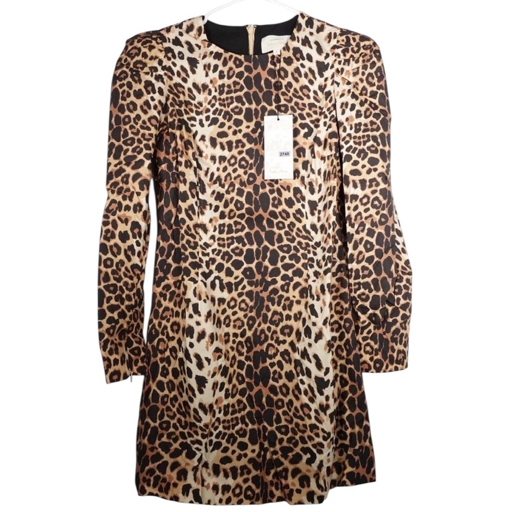 Tuckernuck x India Hicks NEW Leopard Domino Long Sleeve Party Mini Dress Small